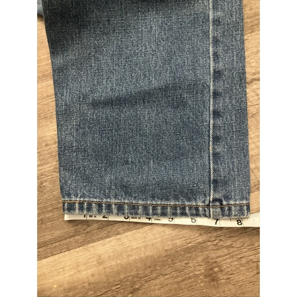 Levi's 505 Men's Blue Denim Jeans Straight Regular Fit Distressed Hole 34/30